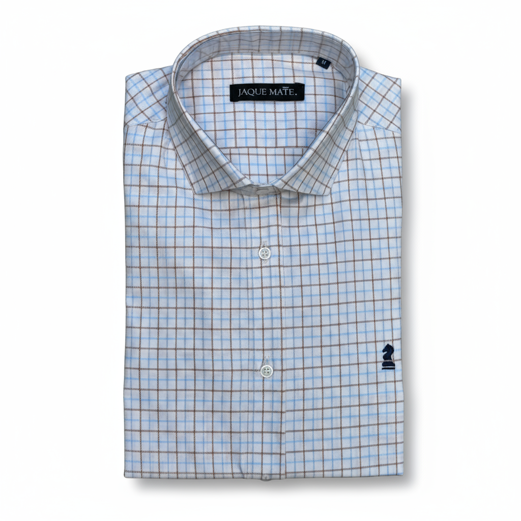 CAMISA CUADRO AZUL Y MARRÓN