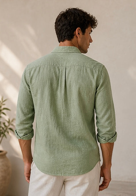 GUAYABERA de Lino VERDE CARIBE