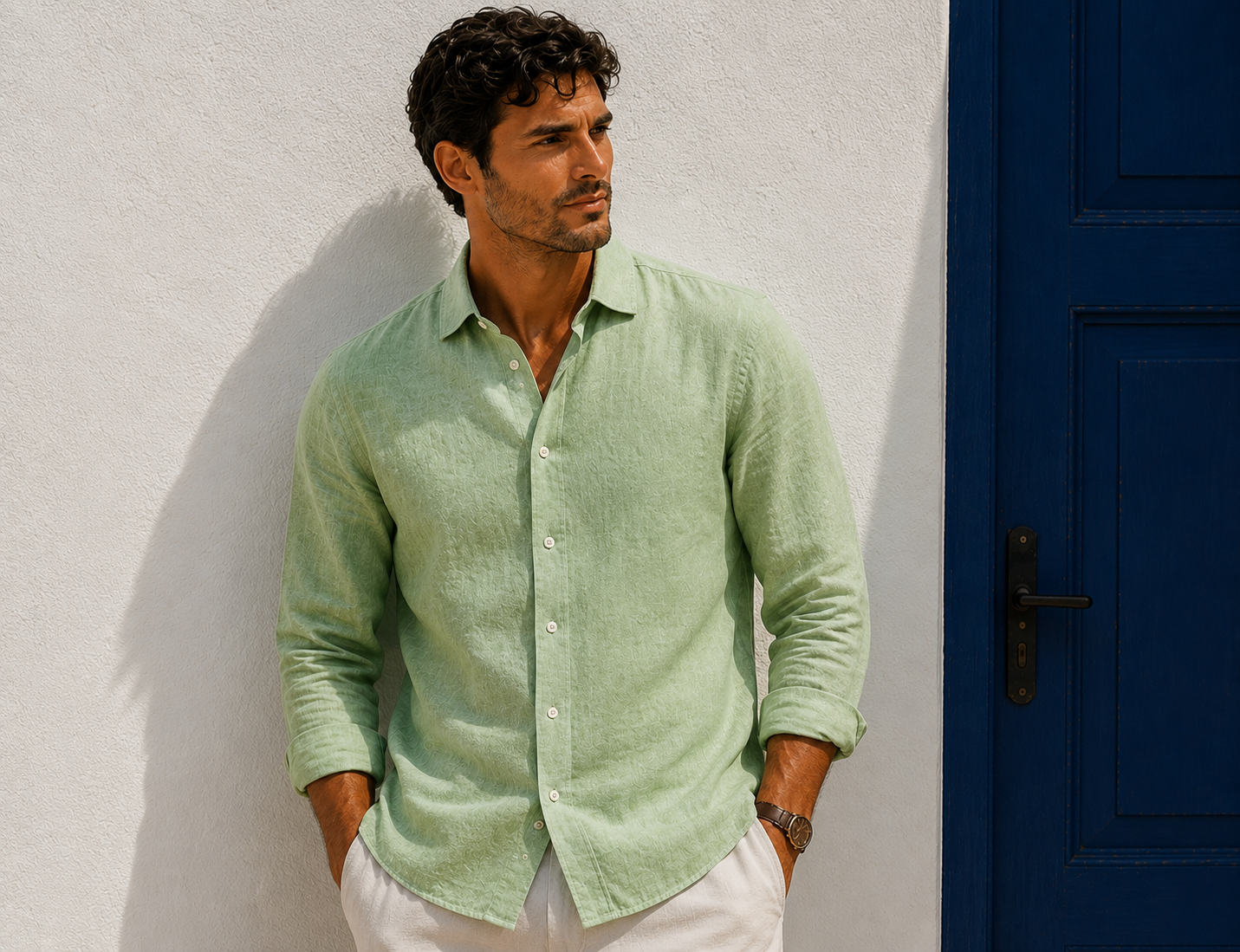 CAMISA LINO VERDE CAPRI