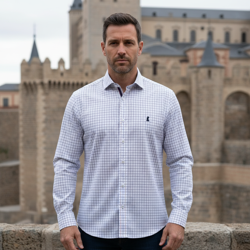 CAMISA POPELIN CUADROS CAZA