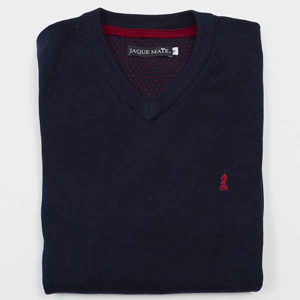 Jersey Liso Cuello Pico Azul Marino