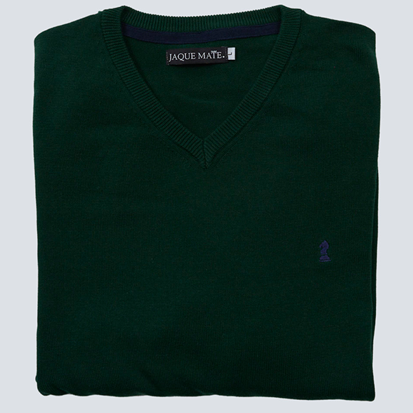 Jersey Liso Cuello Pico Verde Pino