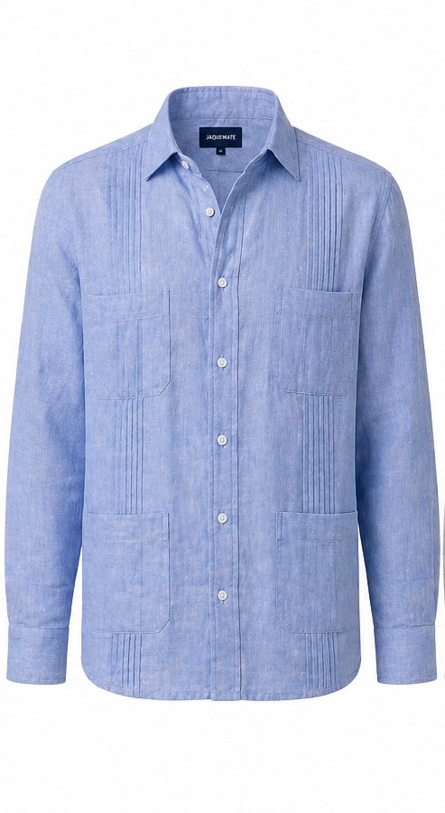 GUAYABERA de Lino AZUL VARADERO