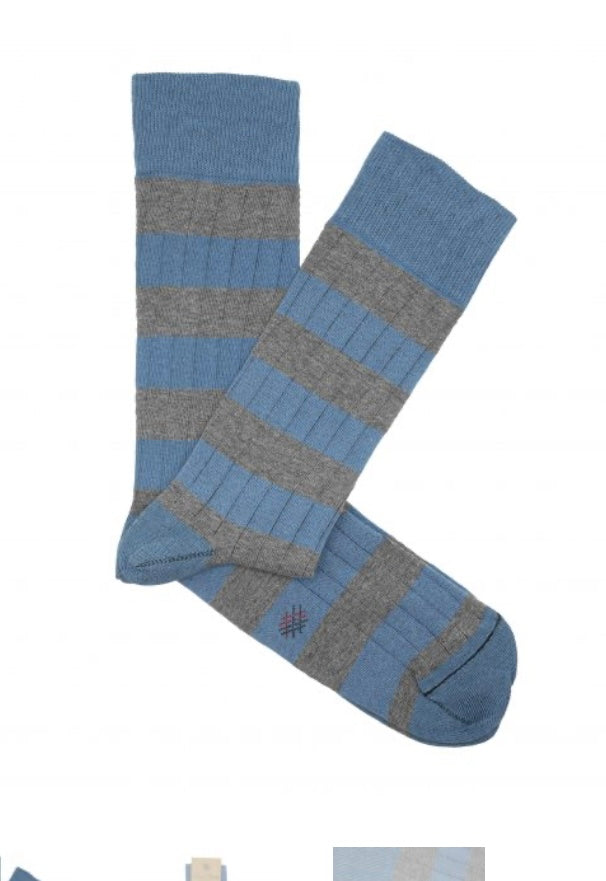 Calcetines Caña Baja Rayas Gris-Steward