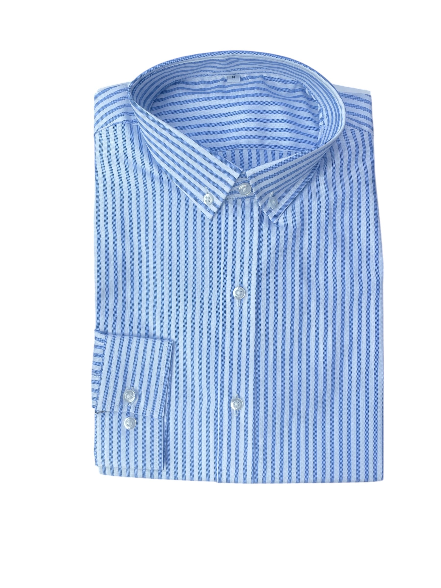 Camisa Popelin Azul Raya Gruesa Blanca