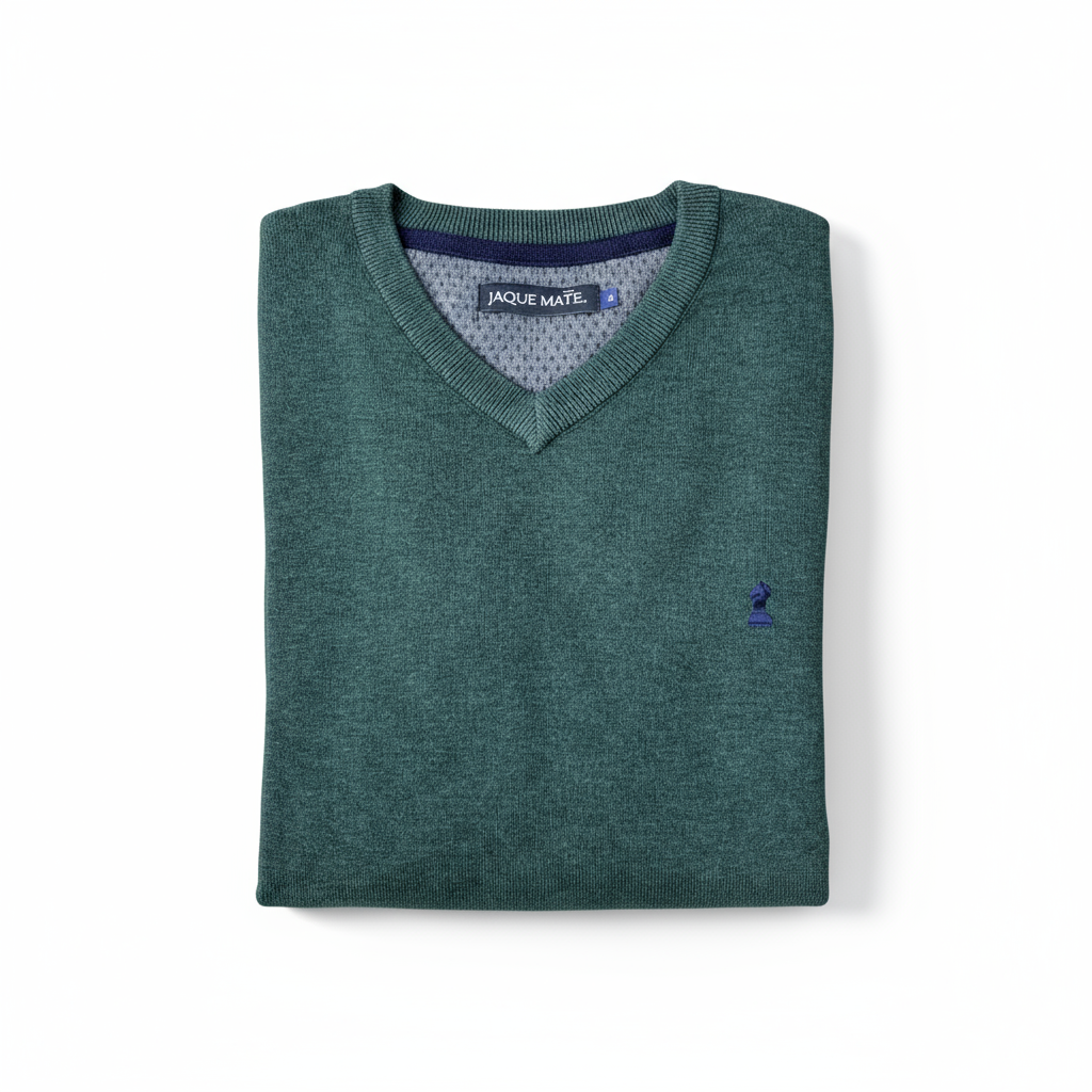 Jersey Liso Cuello Pico Verde Militar