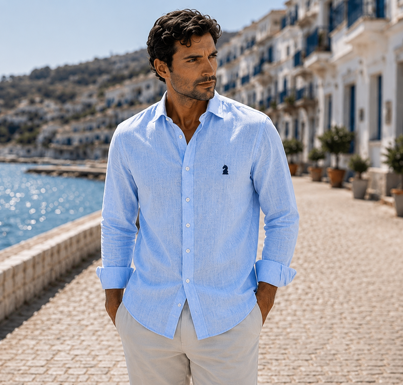 CAMISA LINO CELESTE FORMENTERA