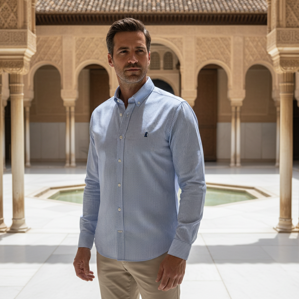 CAMISA OXFORD RAYA AZUL