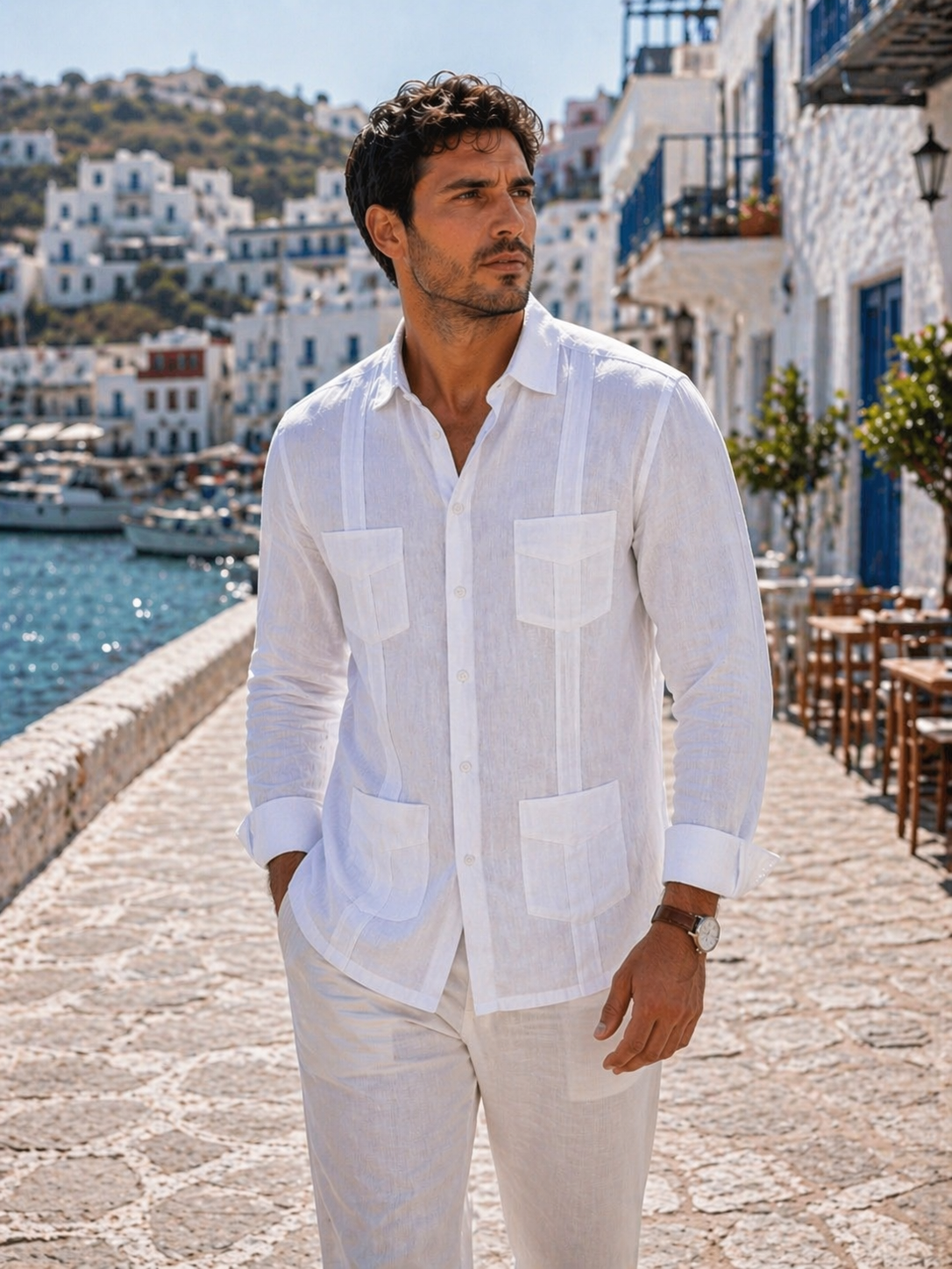 GUAYABERA de Lino BLANCO HABANA
