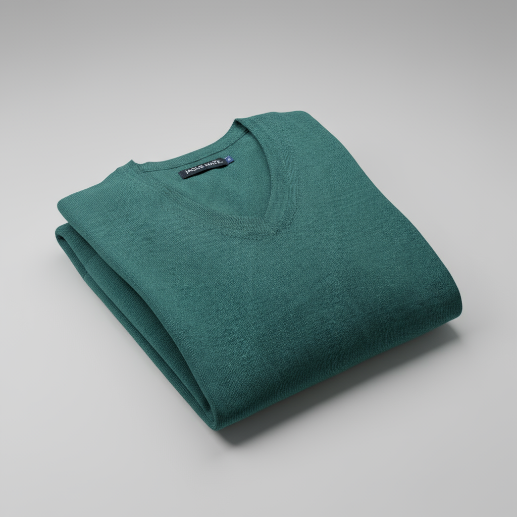 JERSEY CUELLO PICO DE LANA MERINO VERDE