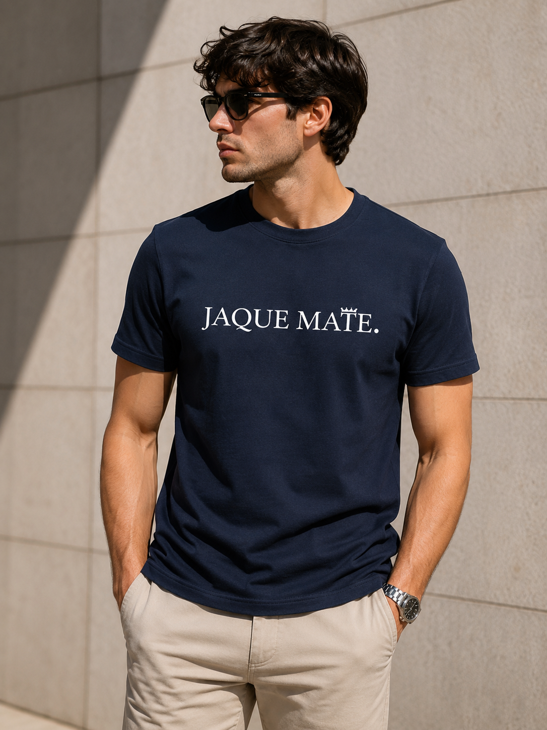 Camiseta JAQUE MATE T-Shirt Navy — Organic Cotton Azul Marino