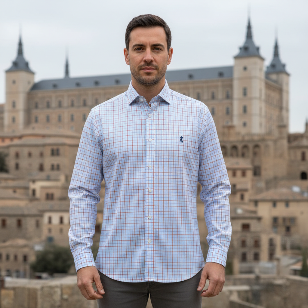 CAMISA CUADRO AZUL Y MARRÓN