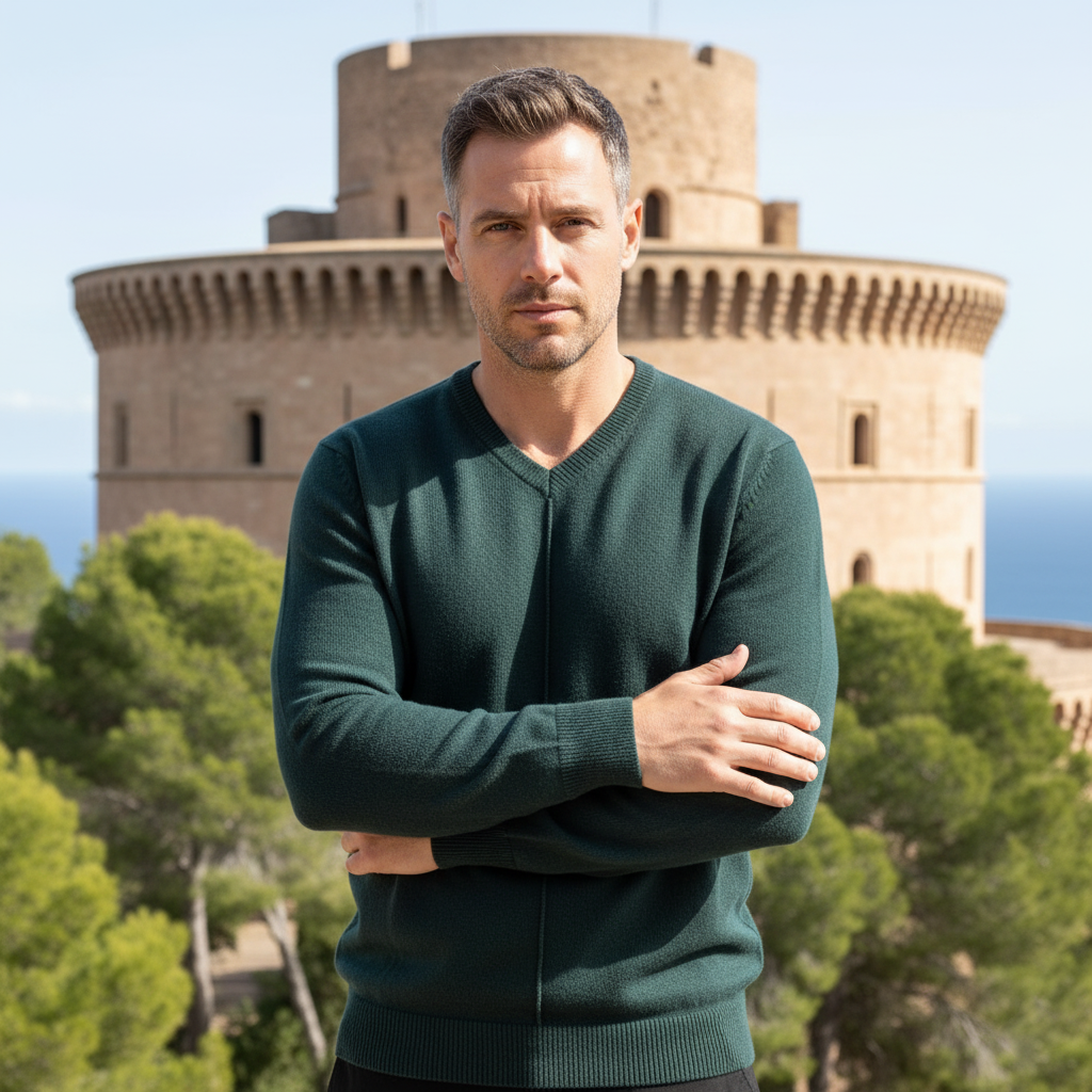 Jersey Liso Cuello Pico Verde Pino