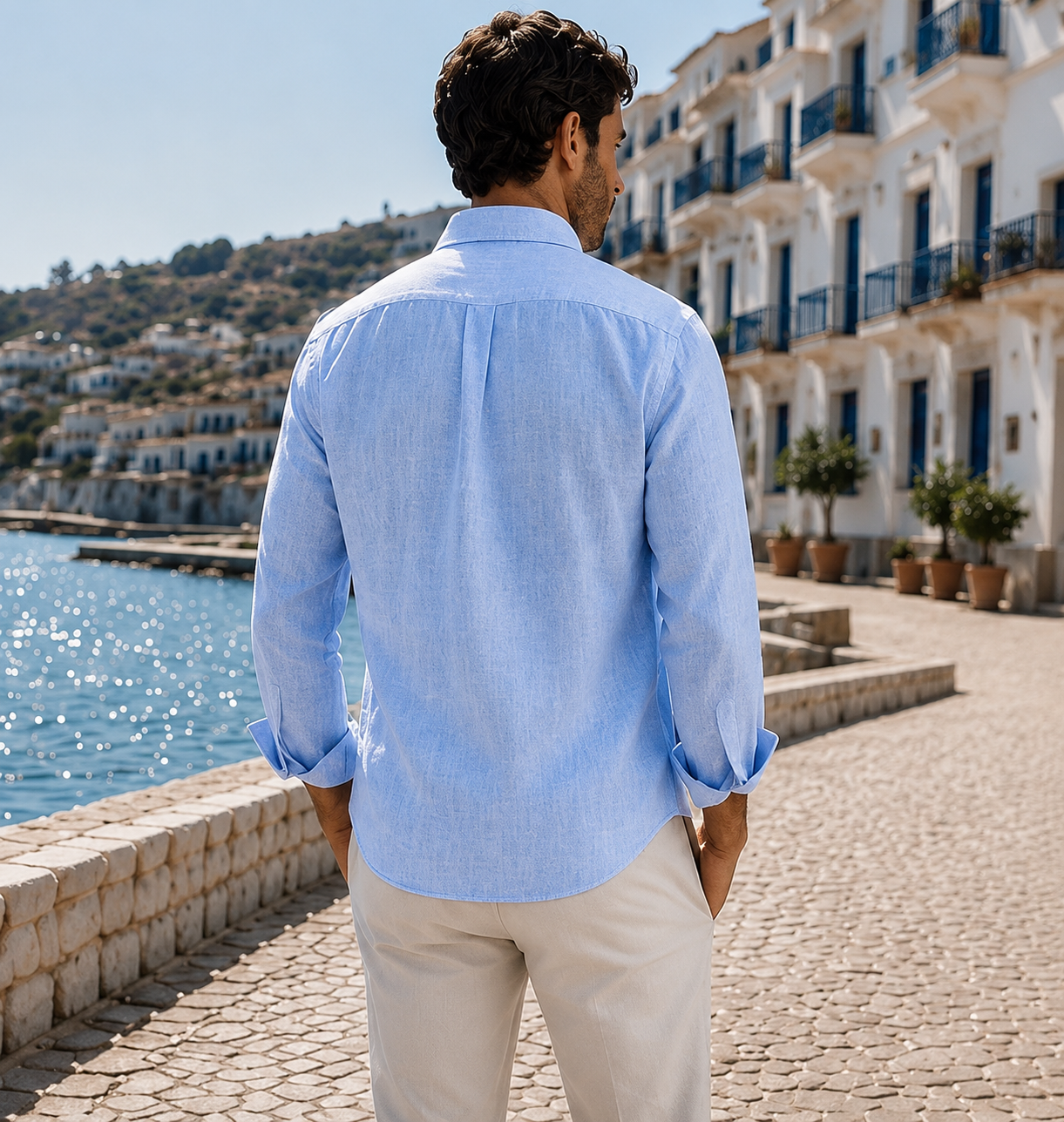 CAMISA LINO CELESTE FORMENTERA