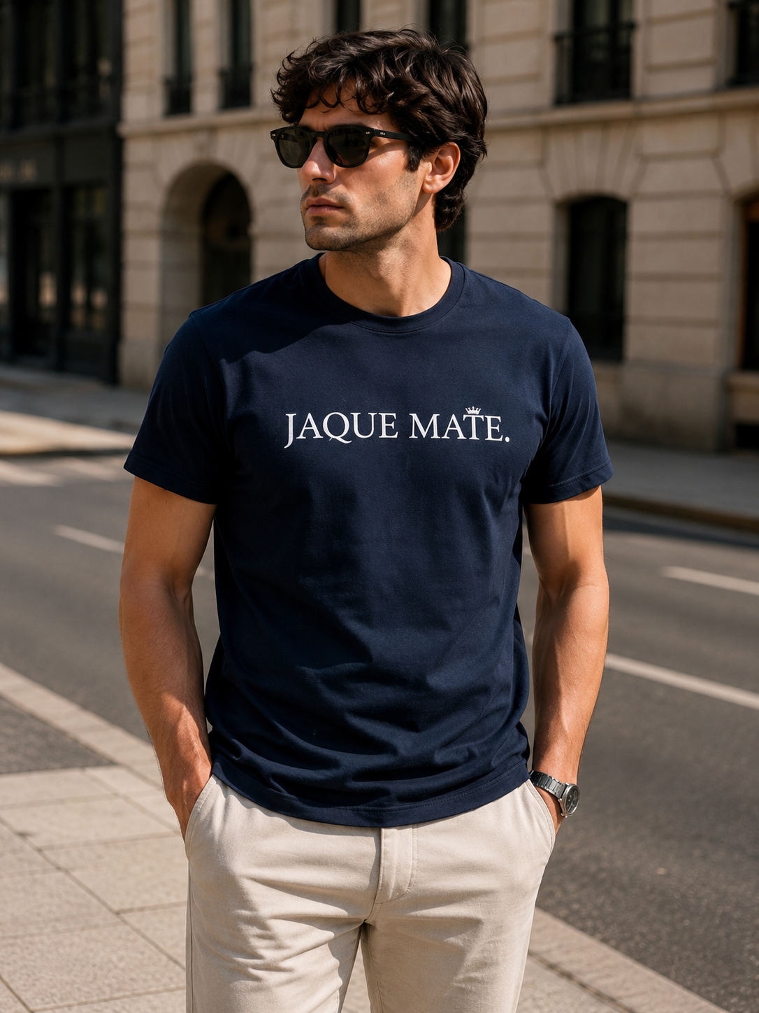 Camiseta JAQUE MATE T-Shirt Navy — Organic Cotton Azul Marino