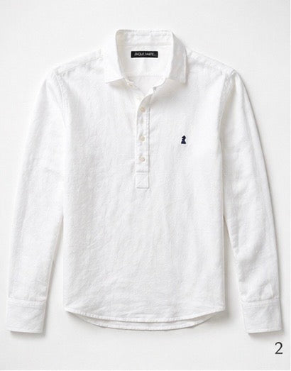 Camisa Polera de Lino Blanca Riviera