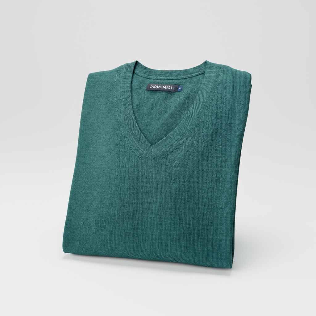 JERSEY CUELLO PICO DE LANA MERINO VERDE