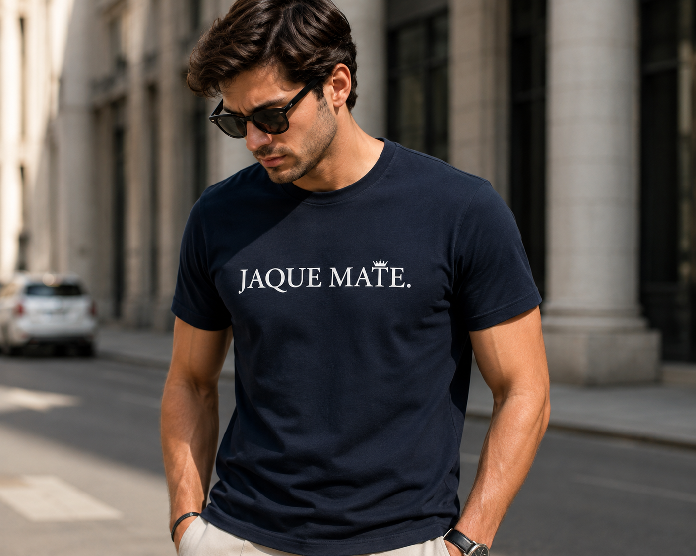 Camiseta JAQUE MATE T-Shirt Navy — Organic Cotton Azul Marino