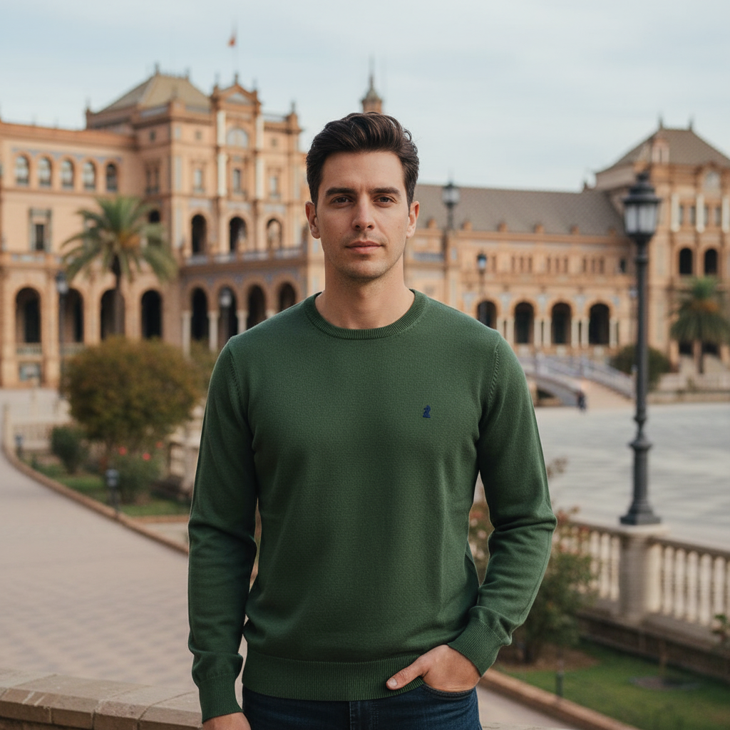 Jersey Liso Cuello Caja Verde Militar