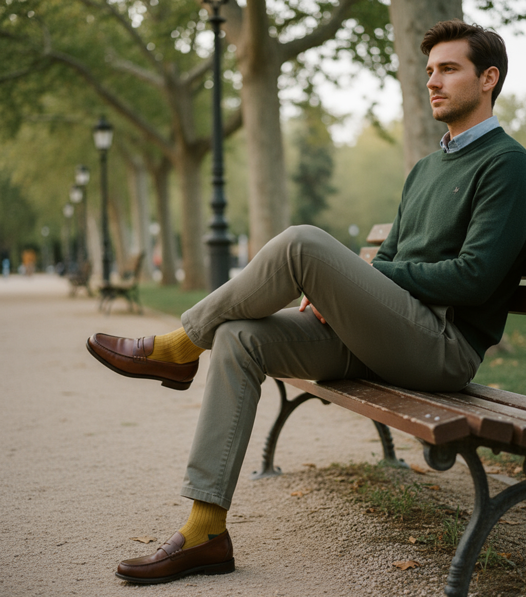 Jersey Liso Cuello Pico Verde Pino