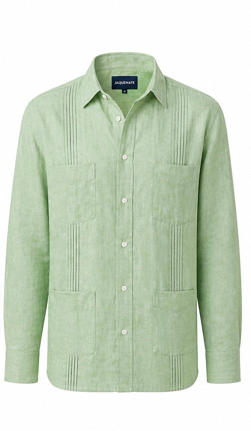 GUAYABERA de Lino VERDE CARIBE