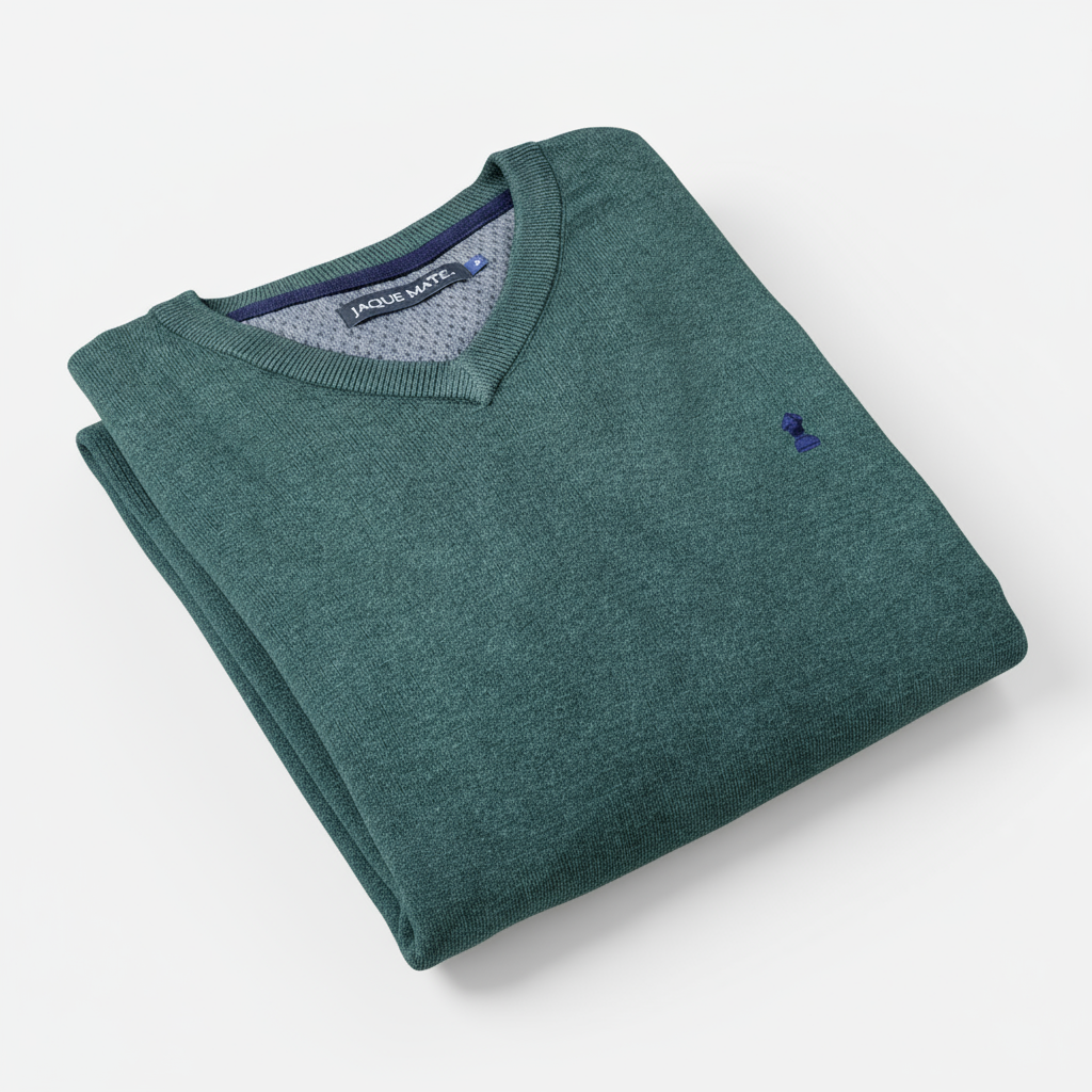 Jersey Liso Cuello Pico Verde Militar