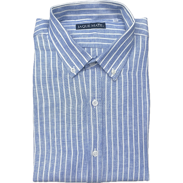 Camisa Oxford Azul Tormenta Raya Blanca