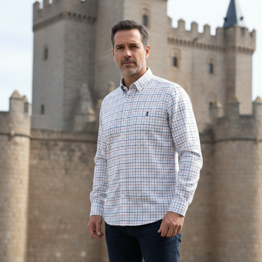 CAMISA CUADROS AZUL Y GRANA