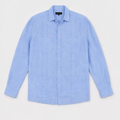 GUAYABERA de Lino AZUL VARADERO