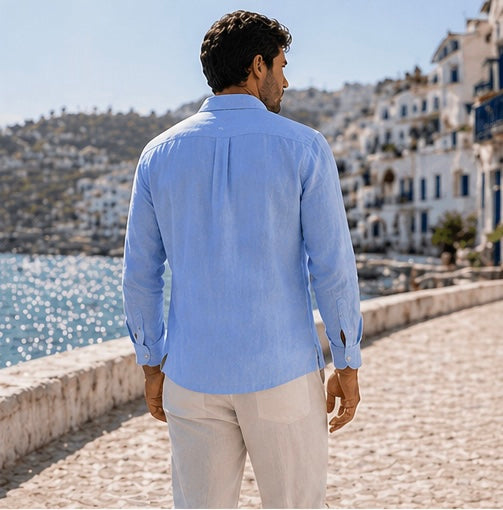 GUAYABERA de Lino AZUL VARADERO