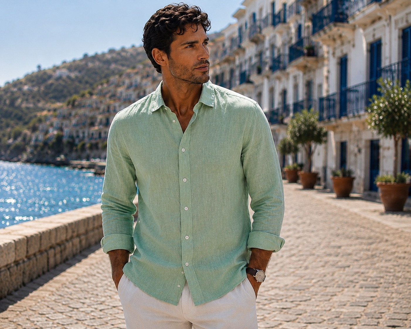 CAMISA LINO VERDE CAPRI