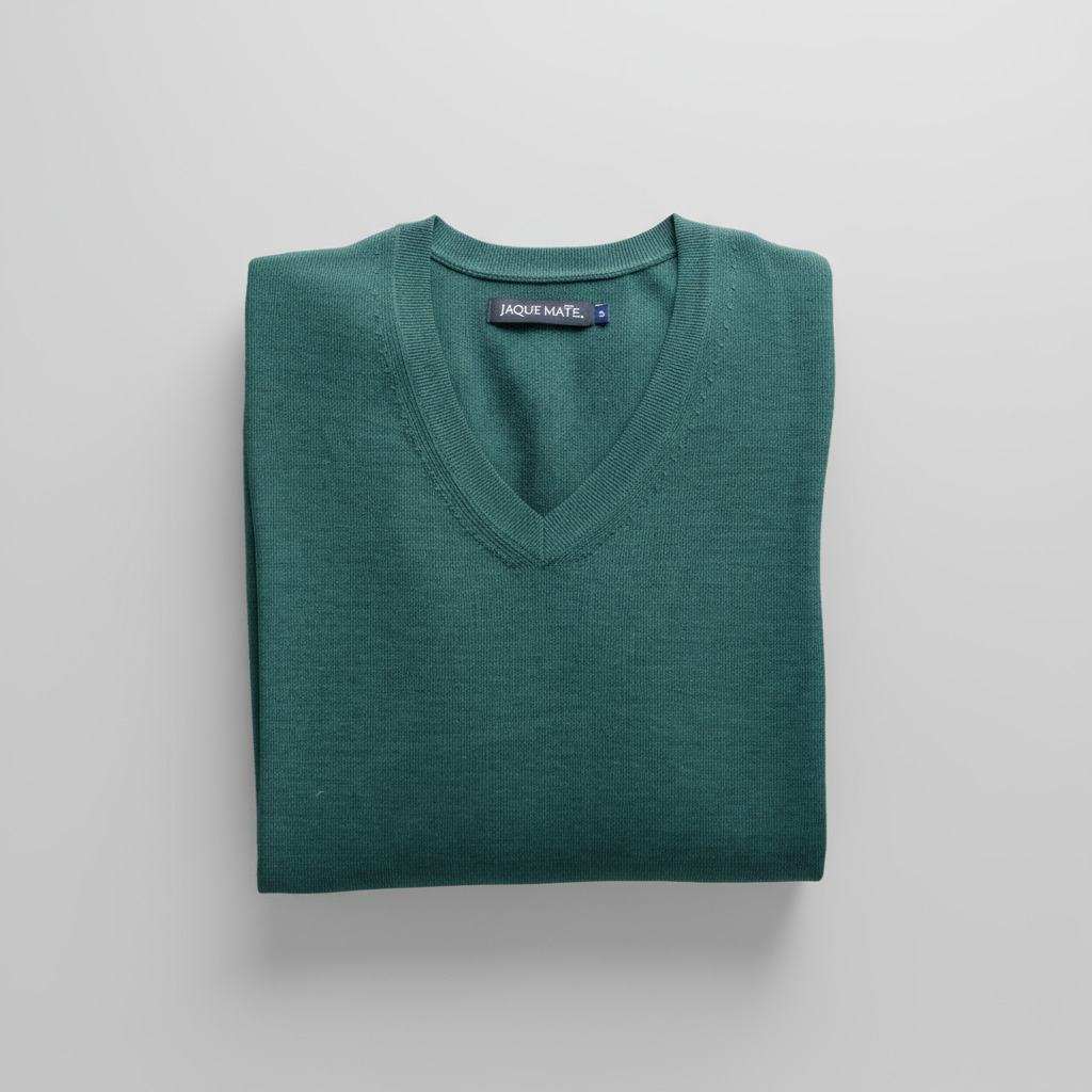 JERSEY CUELLO PICO DE LANA MERINO VERDE