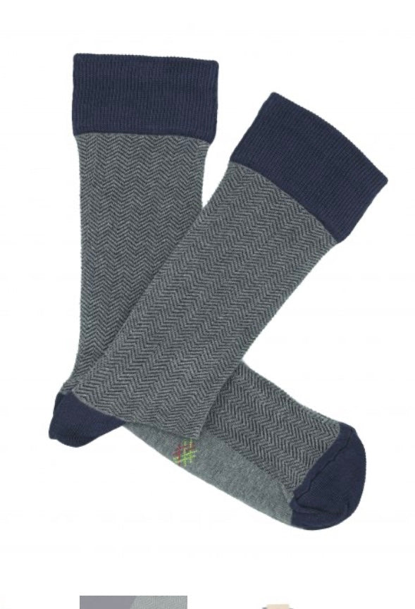 Calcetines Caña Baja Espiga Gris-Marino