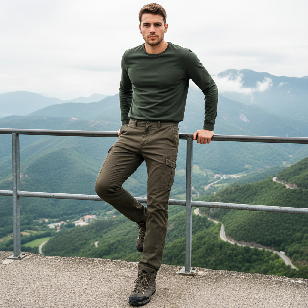 Jersey Liso Cuello Caja Verde Militar