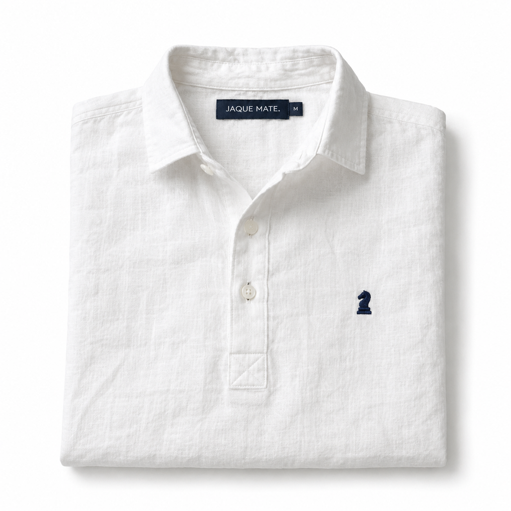 Camisa Polera de Lino Blanca Riviera