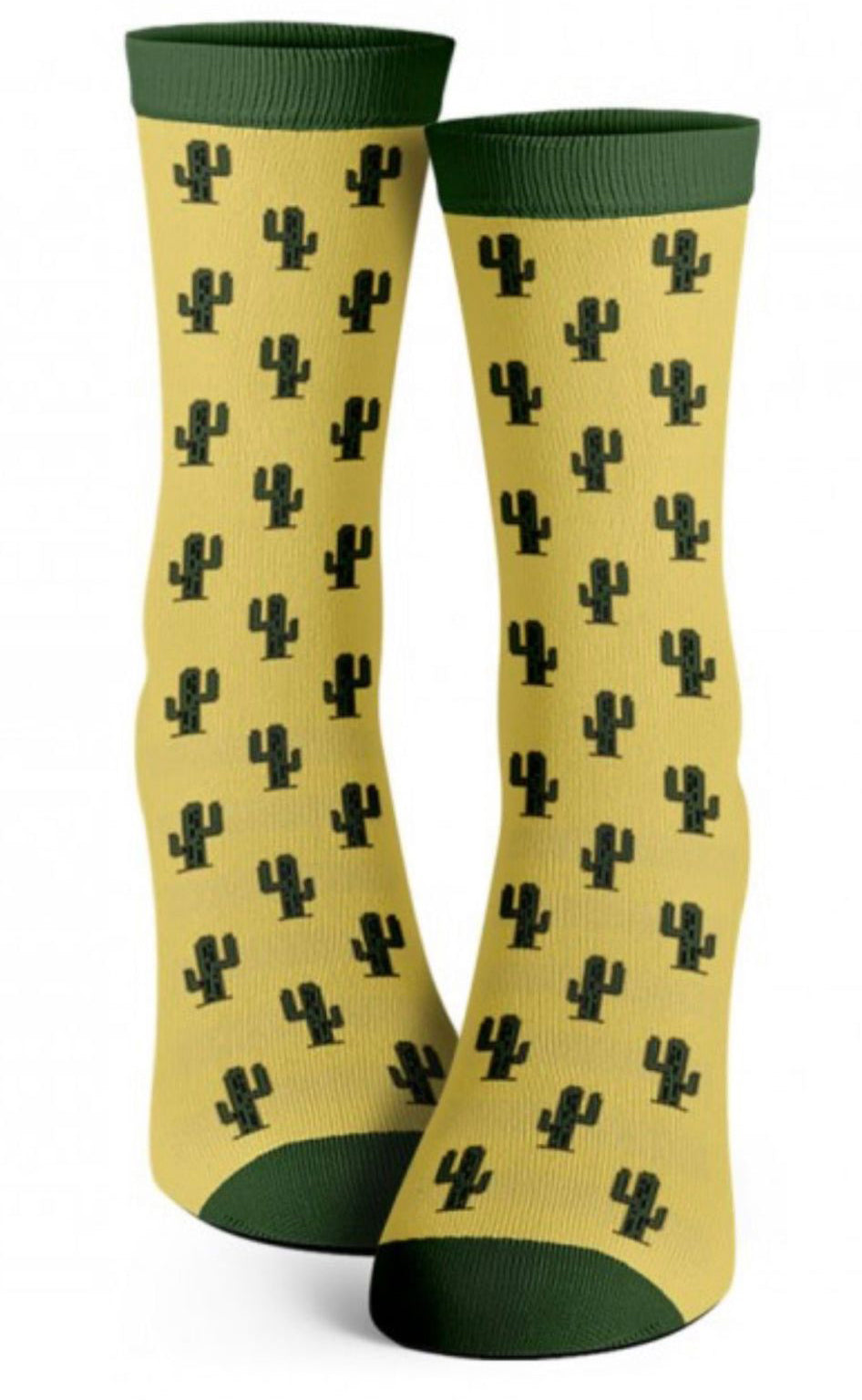 Calcetín Caña Media Amarilla Cáctus