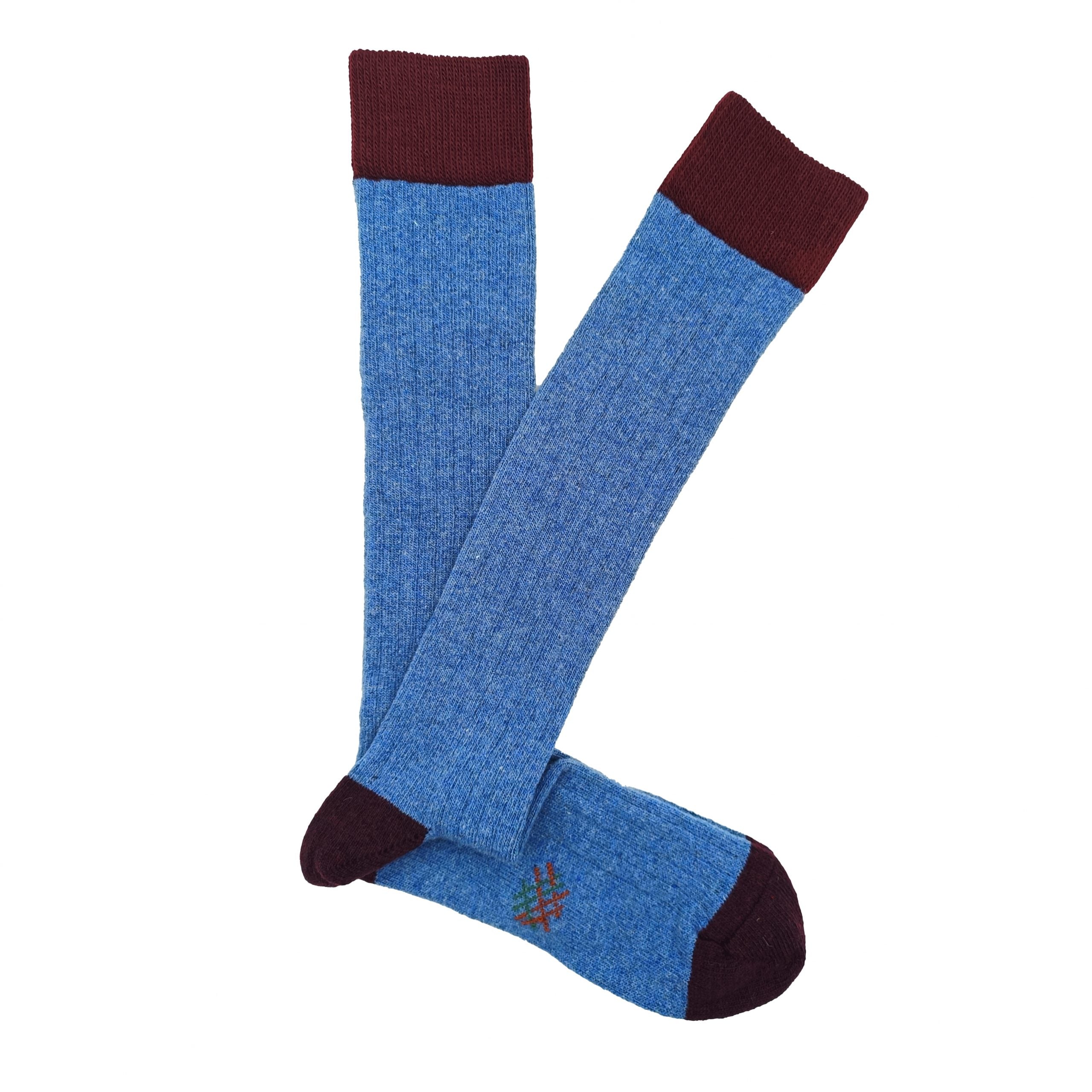 Calcetín Caña Alta Lana Azafata Burdeos