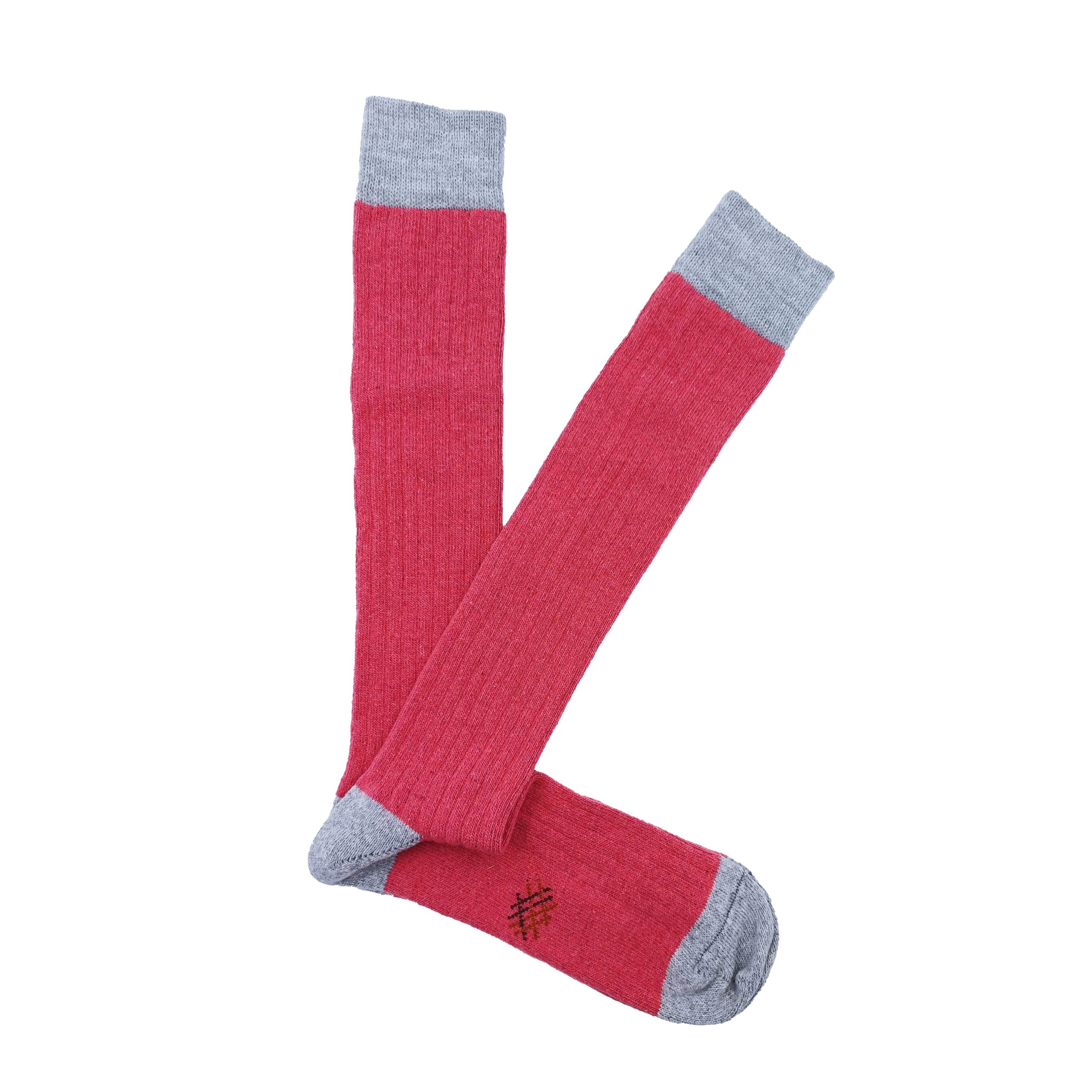 Calcetín Caña Alta Lana Coral-Gris