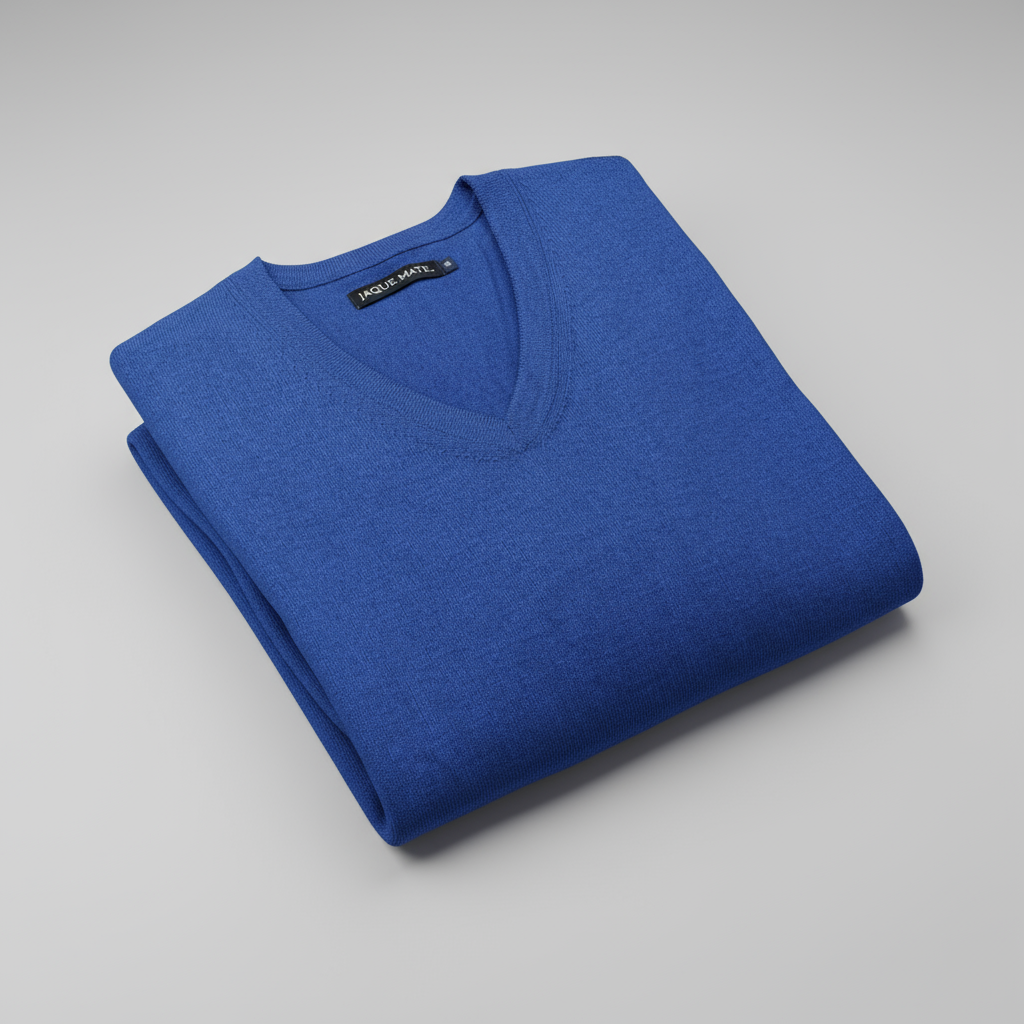 JERSEY CUELLO PICO DE LANA MERINO AZUL