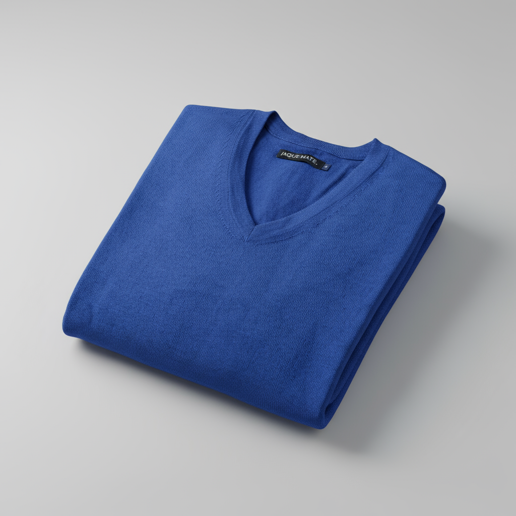 JERSEY CUELLO PICO DE LANA MERINO AZUL