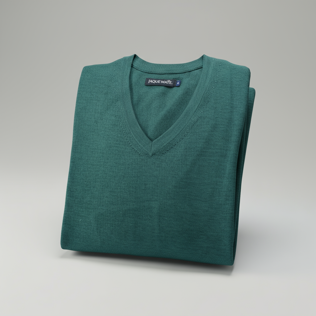 JERSEY CUELLO PICO DE LANA MERINO VERDE